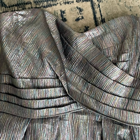 Shoshanna-Dawn Strapless Dress w/Pockets, Silver Multi Metallic, Size 10 - Picture 6 of 9